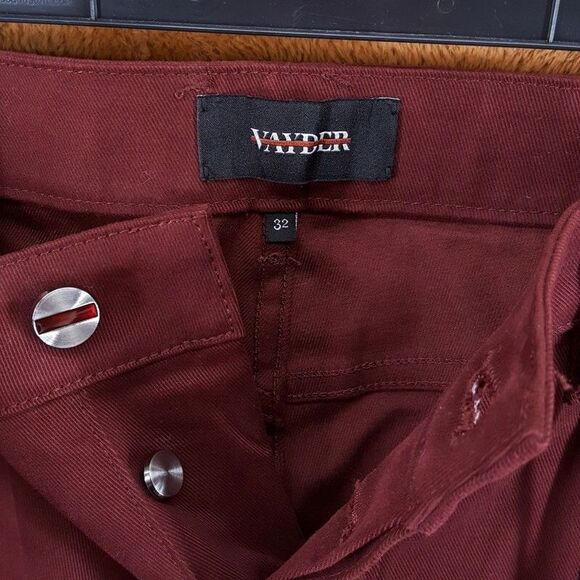 VAYDER Pants Mens Size 32 Burgundy Wide Leg Carpenter Studded Baggy Relaxed $495 - Picture 3 of 12